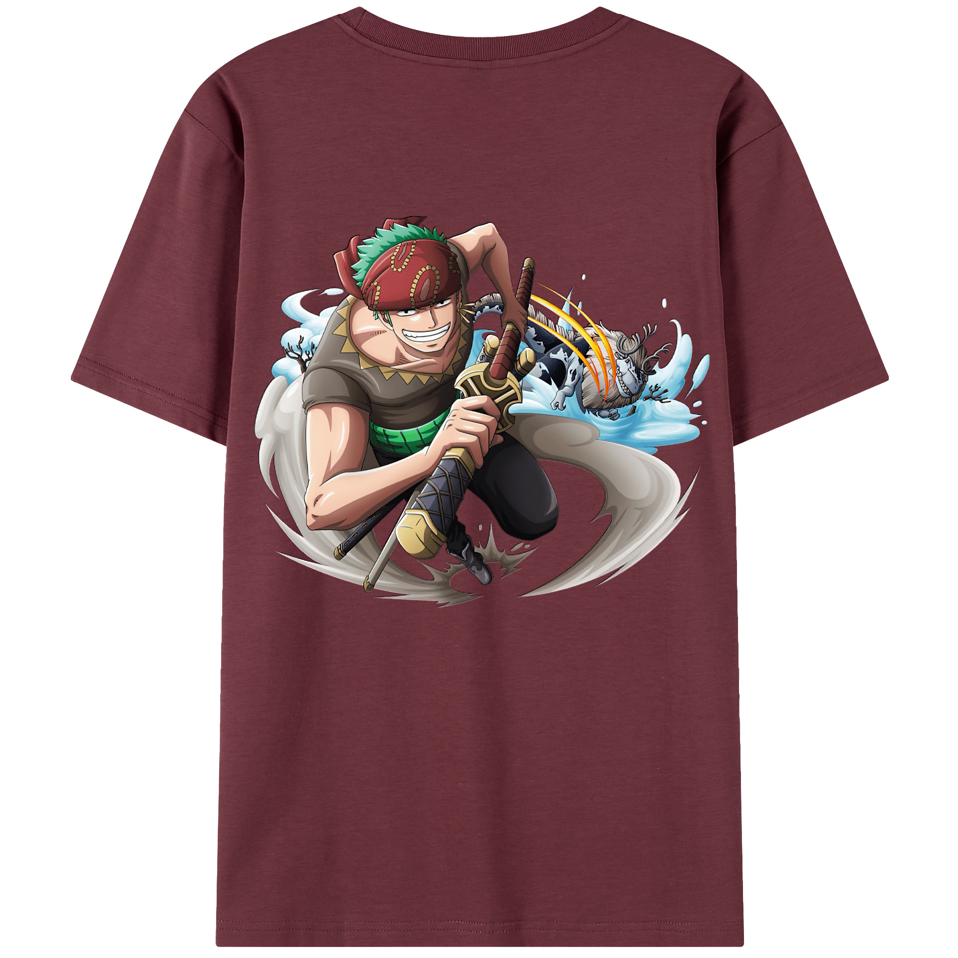 ワンピース ロロノア・ゾロ ONE PIECE Roronoa Zoro 綿100％半袖Tシャツ（背面プリント）
